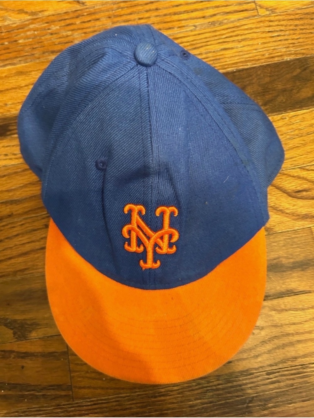 Men's Blue and Orange Baseball Cap with Embroidered NY Logo